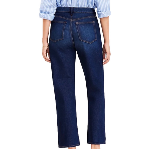 LOFT Petite High Rise Straight Jeans In Clean Dark Wash - Picture 2 of 5